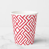 Minimalist Maze Lines Red Pattern 紙コップ (正面)
