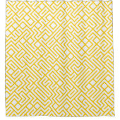 Minimalist Maze Lines Yellow Pattern シャワーカーテン (正面)