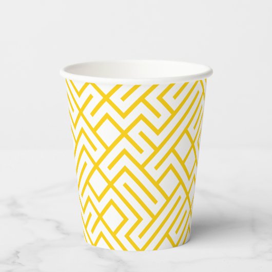 Minimalist Maze Lines Yellow Pattern 紙コップ (裏面)