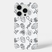Minimalist Medical Doodles iPhone 15 Pro Case Case-Mate iPhoneケース (裏面)