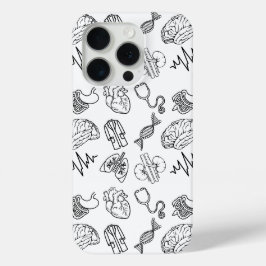 Minimalist Medical Doodles iPhone 15 Pro Case Proケース