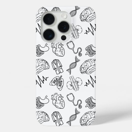 Minimalist Medical Doodles iPhone 15 Pro Case Case-Mate iPhoneケース (裏面)