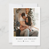 Minimalist Merry and Bright Newlywed Photo シーズンカード (正面)