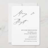 Minimalist Merry & Bright Christmas Dinner 招待状 (正面)