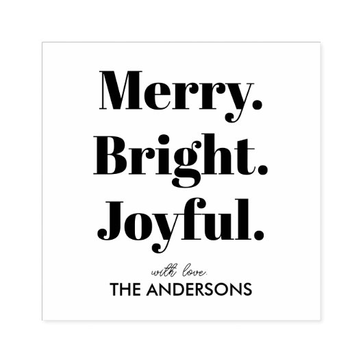 Minimalist Merry Bright Joyful ラバースタンプ (インプリント)