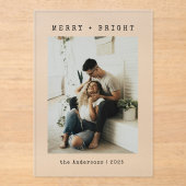 Minimalist Merry & Bright Photo Christmas Card アクリル招待状 (正面)