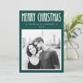 Minimalist Merry Christmas dark green photo シーズンカード (スタンド正面)