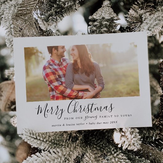 Minimalist Merry Christmas From Our Growing Family シーズンカード