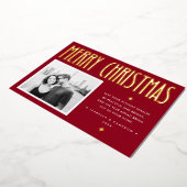 Minimalist Merry Christmas modern retro deep red 箔シーズンカード (回転した状態)