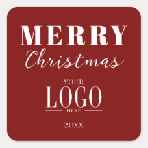 Minimalist Merry Christmas Red White Company Logo 