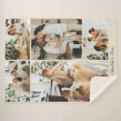 Minimalist Merry Christmas Script 5 Photo Collage  シェルパブランケット (正面(横))