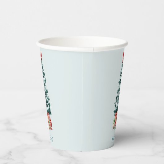 Minimalist Merry Christmas Snowy Pine Tree 紙コップ (右)