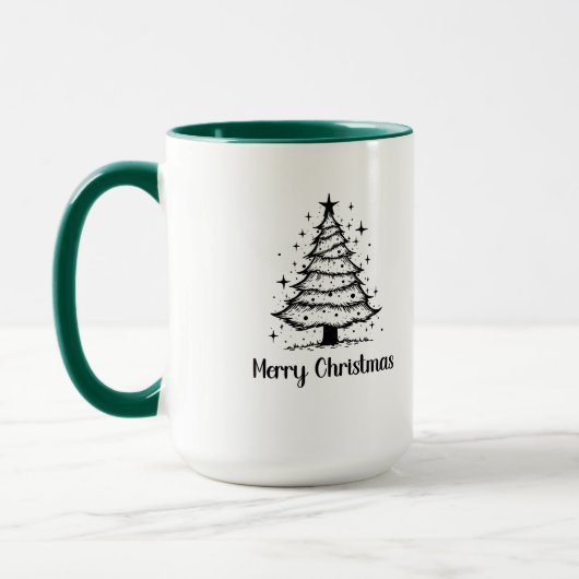 Minimalist Merry Christmas Tree Mug マグカップ (左)