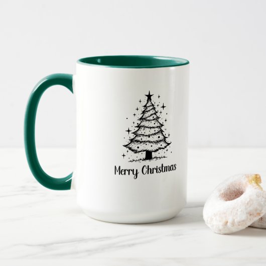 Minimalist Merry Christmas Tree Mug マグカップ (ドーナツ付き)