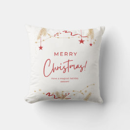 Minimalist Merry Christmas Typography Throw Pillow クッション