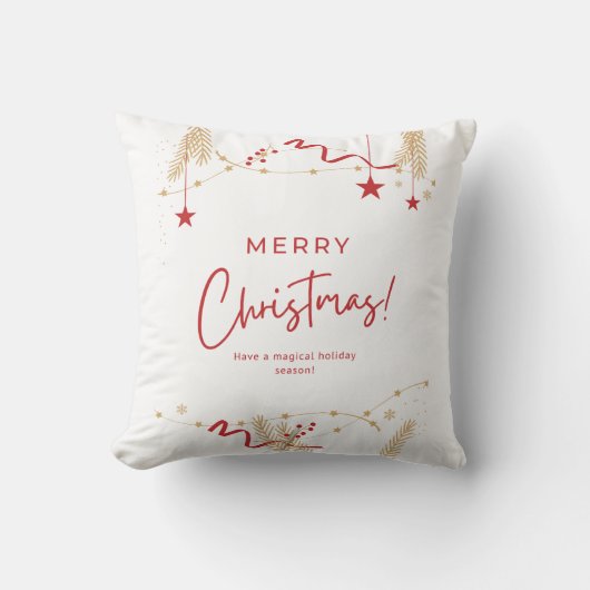 Minimalist Merry Christmas Typography Throw Pillow クッション (正面)