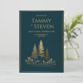 Minimalist Midnight Gold Tree Wedding 招待状 (スタンド正面)