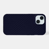 Minimalist Midnight Navy Blue Zig Zag Geometric iPhone 15ケース (裏面横)