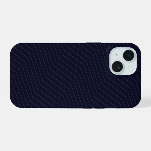 Minimalist Midnight Navy Blue Zig Zag Geometric  iPhone 15ケース (裏面横)