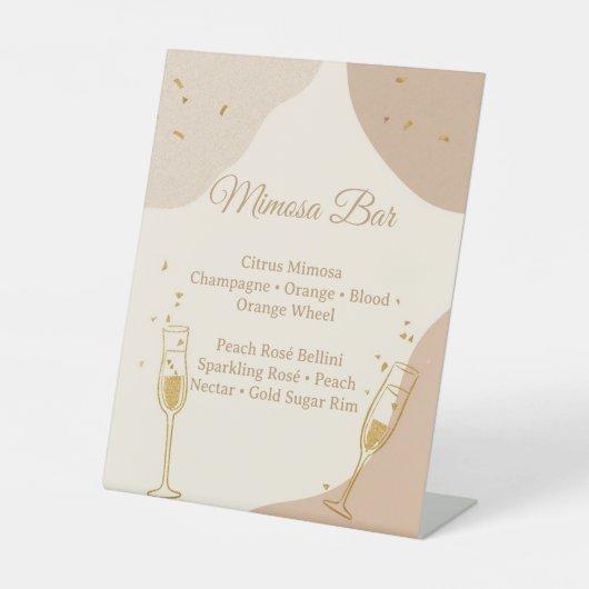 Minimalist Mimosa Bar Sign – Neutral Brunch 台座サイン (正面)
