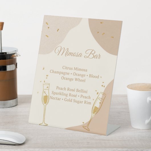 Minimalist Mimosa Bar Sign – Neutral Brunch 台座サイン (インサイチュ)
