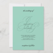 Minimalist mint green monogram initials wedding  招待状 (正面)