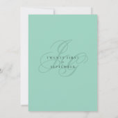 Minimalist mint green monogram initials wedding  招待状 (裏面)