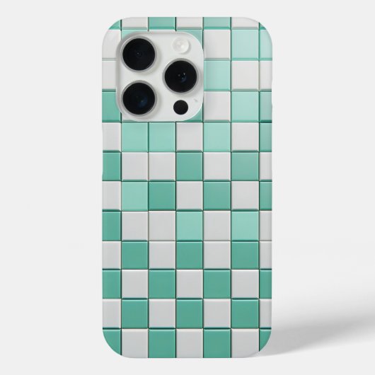 Minimalist Mint Green & White Checkered Case  Case-Mate iPhoneケース (裏面)