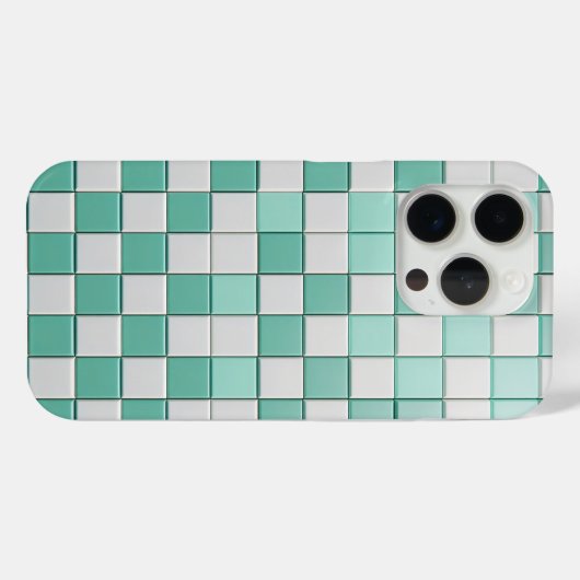 Minimalist Mint Green & White Checkered Case  Case-Mate iPhoneケース (裏面 (横))