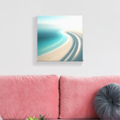 Minimalist Misty Coastline with Elegant Sand Curve キャンバスプリント (インサイチュ (リビング))
