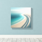 Minimalist Misty Coastline with Elegant Sand Curve キャンバスプリント (インサイチュ (ウッドフロア))