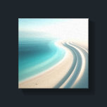 Minimalist Misty Coastline with Elegant Sand Curve キャンバスプリント<br><div class="desc">A breathtakingly minimalist digital artwork featuring smooth, elegant curves of white sand meeting a calm turquoise ocean. The scene is shrouded in a soft, ethereal mist that blends the sea and sky into a seamless, dreamlike horizon. Subtle footprints on the shore add a touch of human connection to this tranquil....</div>