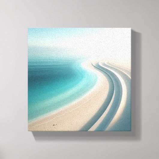 Minimalist Misty Coastline with Elegant Sand Curve キャンバスプリント (正面)