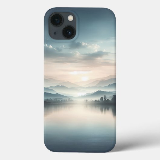Minimalist Misty Lake Sunrise Phone Case - Serene  Case-Mate iPhoneケース (裏面)
