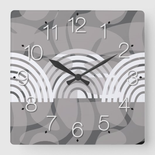 Minimalist Mixed Boho Arches スクエア壁時計 (正面)