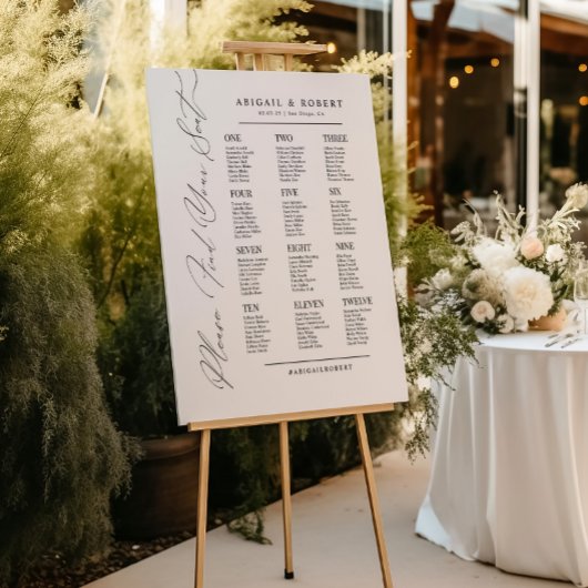 Minimalist Modern 12 Tables Wedding Seating Chart ポスター
