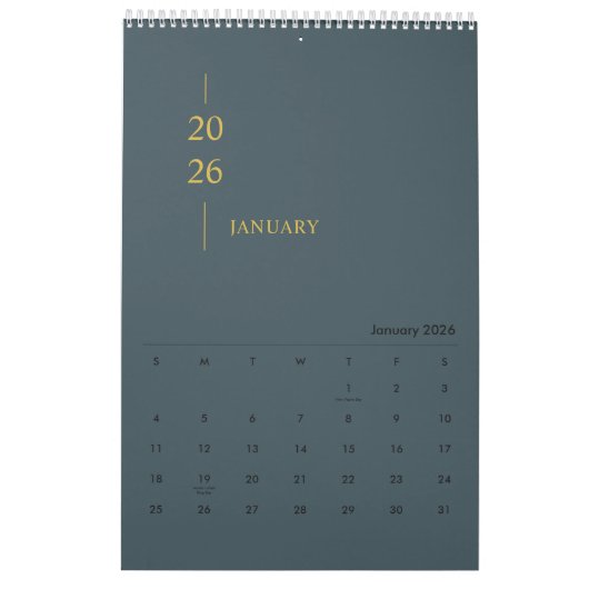 Minimalist Modern 2026 Wall Calendar カレンダー (1月 2026)