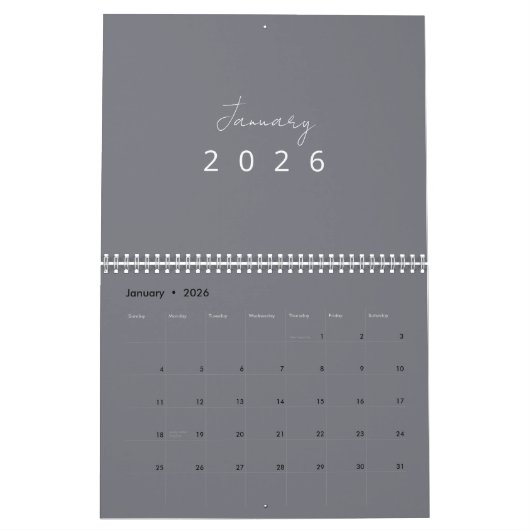 Minimalist Modern 2026 Wall Calendar カレンダー (1月 2026)