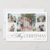 Minimalist modern 5 photo collage Merry Christmas シーズンカード (正面)