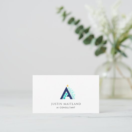 Minimalist Modern AI Consultant Business Card 名刺 (スタンド正面)