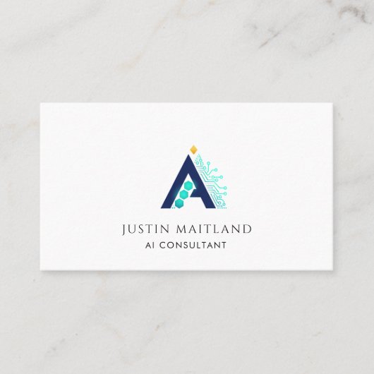 Minimalist Modern AI Consultant Business Card 名刺 (正面)