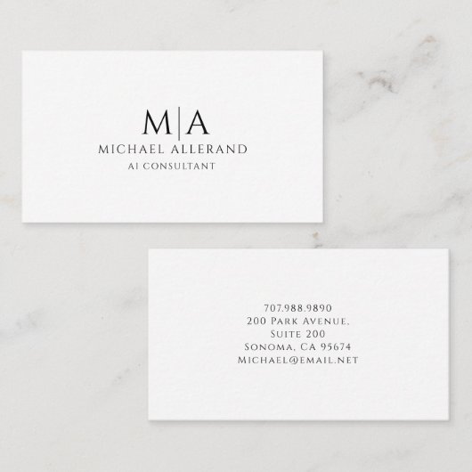 Minimalist Modern AI Consultant Business Card 名刺 (正面/裏面)