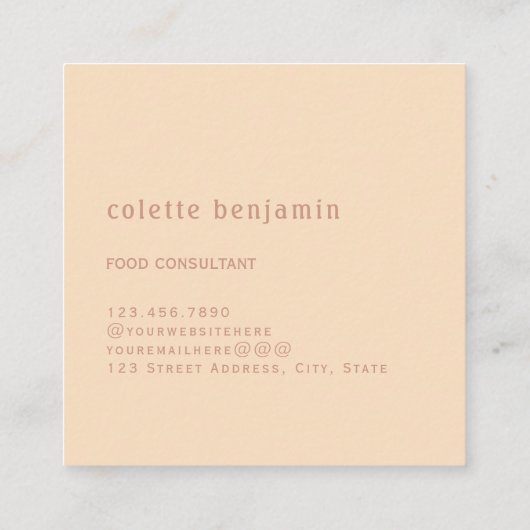 Minimalist Modern Antique Orange & Pale Peach スクエア名刺 (裏面)