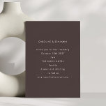 Minimalist Modern Autumn Coffee Brown Wedding 招待状<br><div class="desc">A minimalist layout with refined coffee brown autumn colors creates a modern and romantic feel. Clean type and generous spacing give this product an elevated,  timeless look. Perfect for contemporary weddings with a soft,  moody palette.</div>