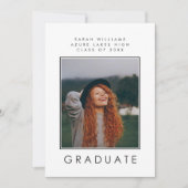 Minimalist Modern B&W Graduation Announcement Card 案内状 (正面)