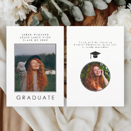 Minimalist Modern B&W Graduation Announcement Card 案内状