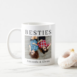 Minimalist Modern Best Friends BFF Photo Names コーヒーマグカップ