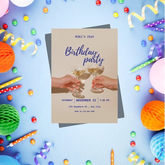 Minimalist Modern Birthday Party Invitation  招待状