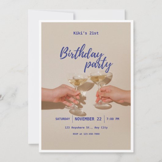 Minimalist Modern Birthday Party Invitation  招待状 (正面)