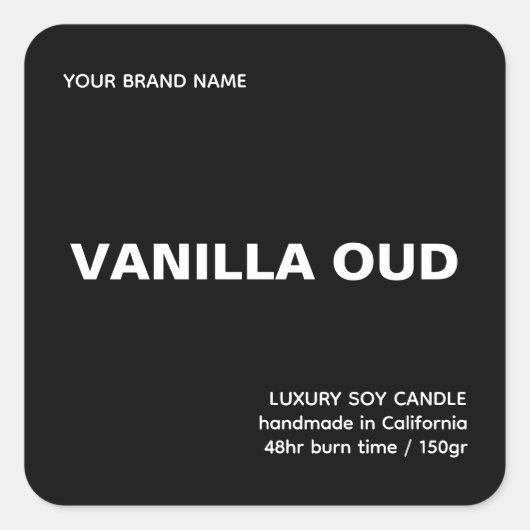 Minimalist modern black and white luxury candle  スクエアシール (正面)